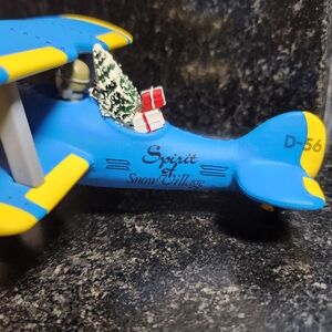 1993 Spirit Of The Snow Village Blue And Yellow Airplane